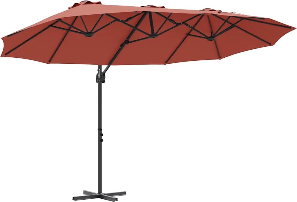 vidaXL Umbrelă de soare Terracota 372 x 198 x 243 cm