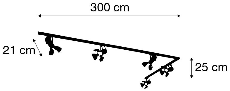 Sistem de șine inteligent negru cu 5 lumini inclusiv Wi-Fi GU10 - Movie