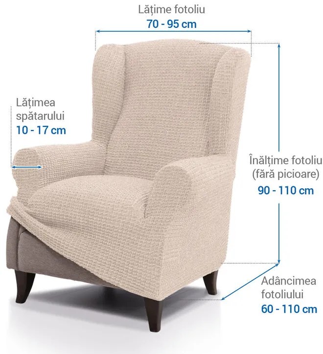 Huse super elastice RUBINIA smântânii fotoliu clasic (l. 70 - 95 cm)