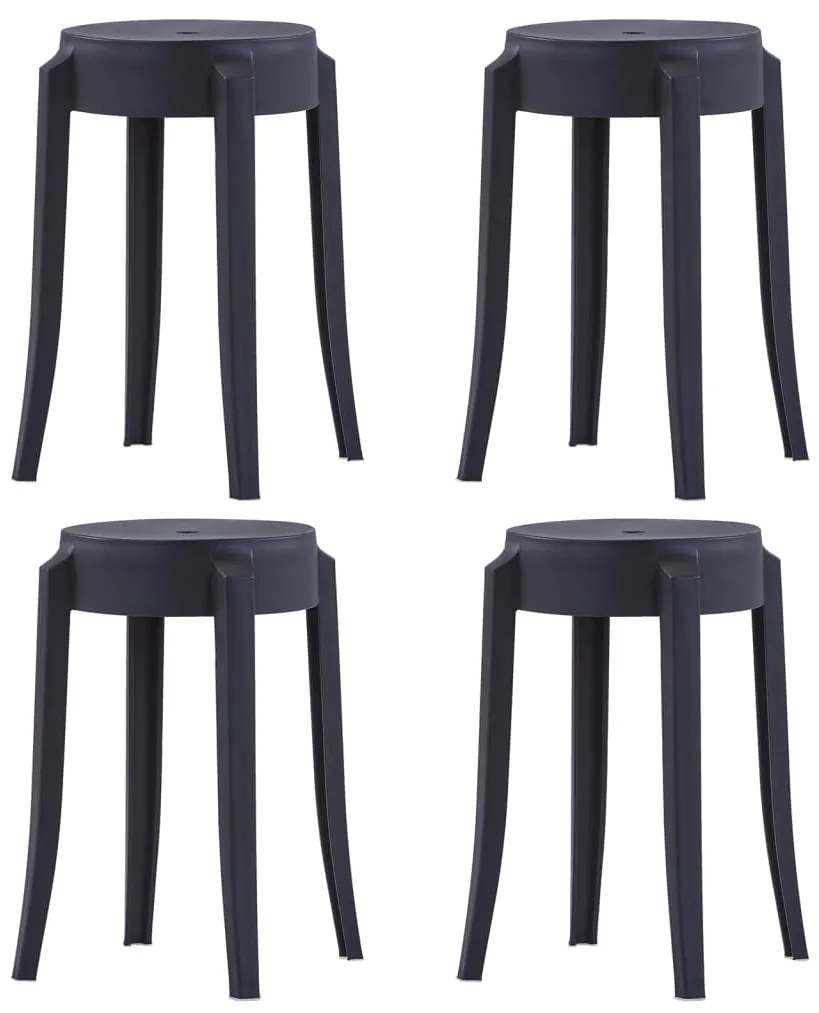 vidaXL Scaune stivuibile 4 buc., negru, plastic