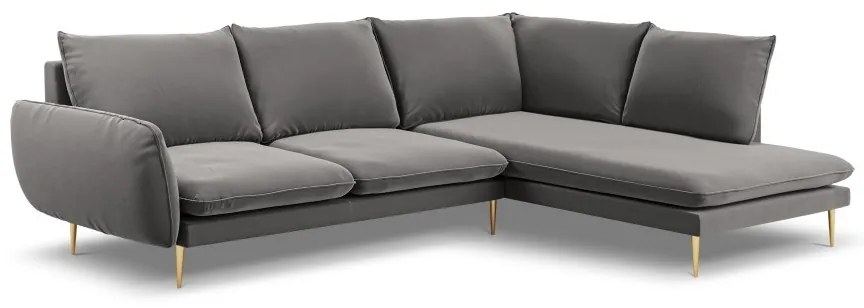 Coltar Vienna 6 locuri velvet picioare aurii L275 cm