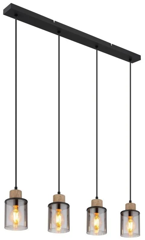 Lustra suspendata design modern REID negru, fumuriu, maro inchis