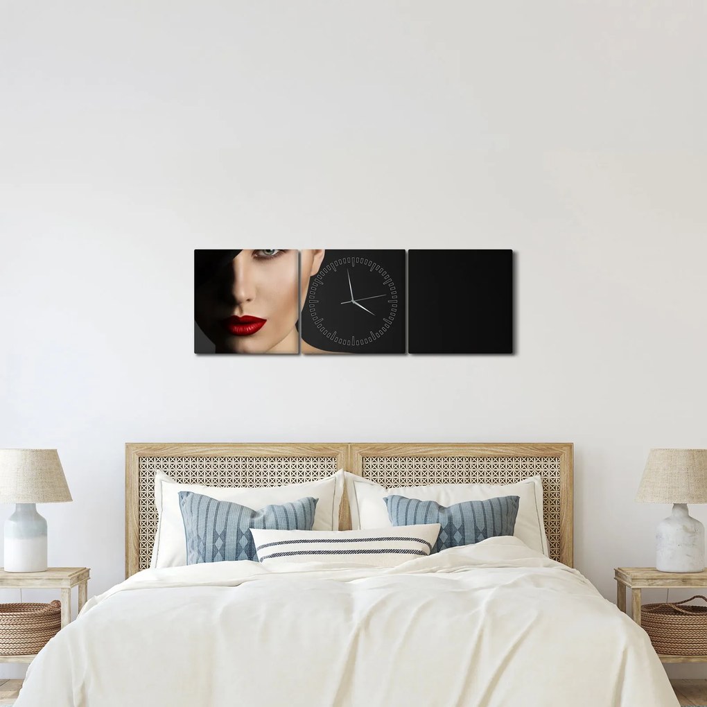 Tablou - Portretul femeii cu pălărie (cu ceas) (90x30 cm)