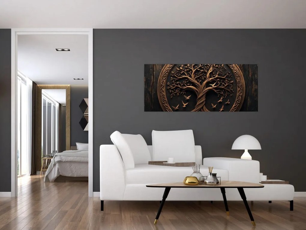 Tablou – Arborele vieții din lemn (120x50 cm)