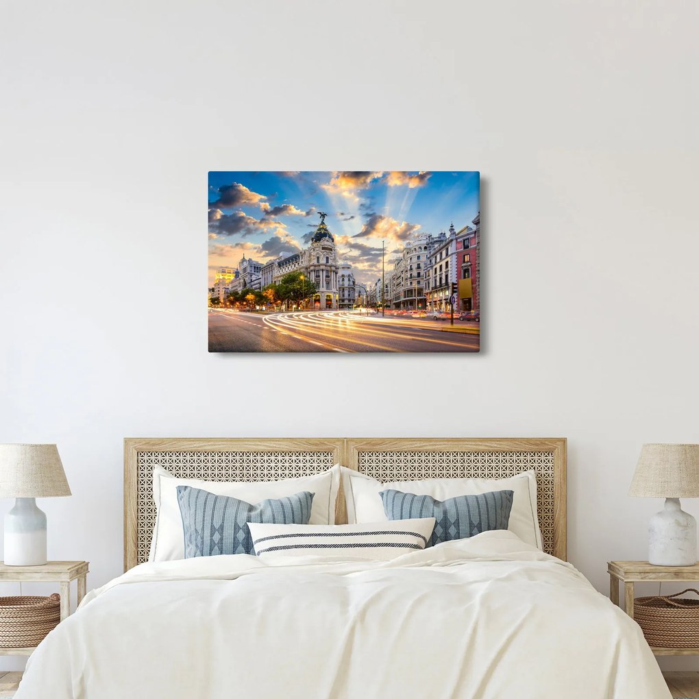Tablou - Calle Gran Vía, Madrid, Spania (90x60 cm)