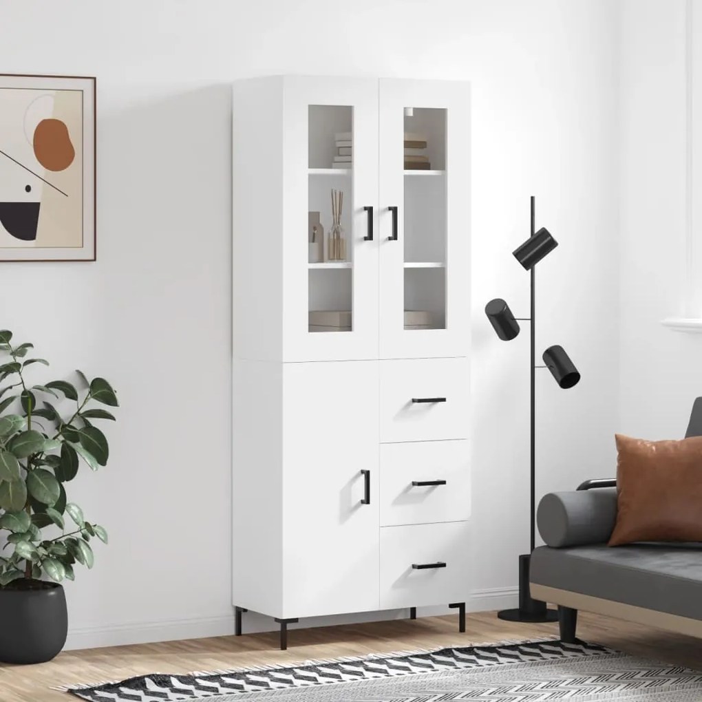 vidaXL Dulap înalt, alb, 69,5x34x180 cm, lemn compozit