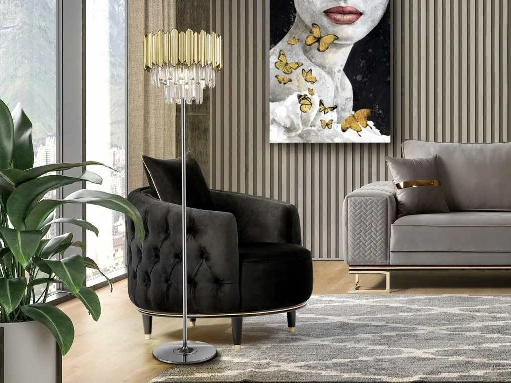 Lampadar/Lampa de podea design elegant Tiara crom/auriu