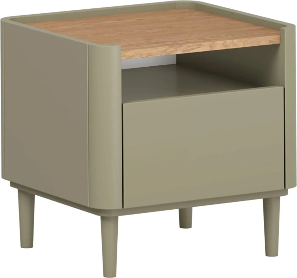 Noptieră Elivo 50 cm cu sertar pe picioare - eucalipt / stejar baltic dune