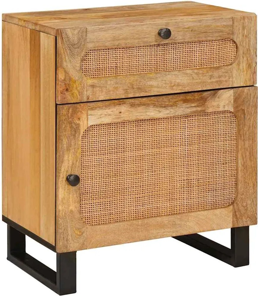 vidaXL Dulap de noapte natural 50 x 33 x 60 cm Lemn de mango solid