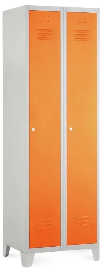 Dulap metalic, 60 x 50 x 190 cm, picioare fixe, încuietoare cilindrică, portocaliu - ral 2004