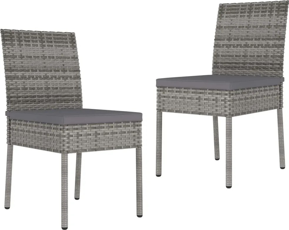 vidaXL Scaune de bucătărie pentru grădină, 2 buc., gri, poliratan