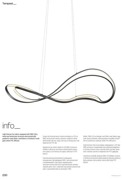 Redo 01-3598 - Lustru LED cu intensitate reglabilă pe cablu TEMPEST LED/58W/230V, auriu