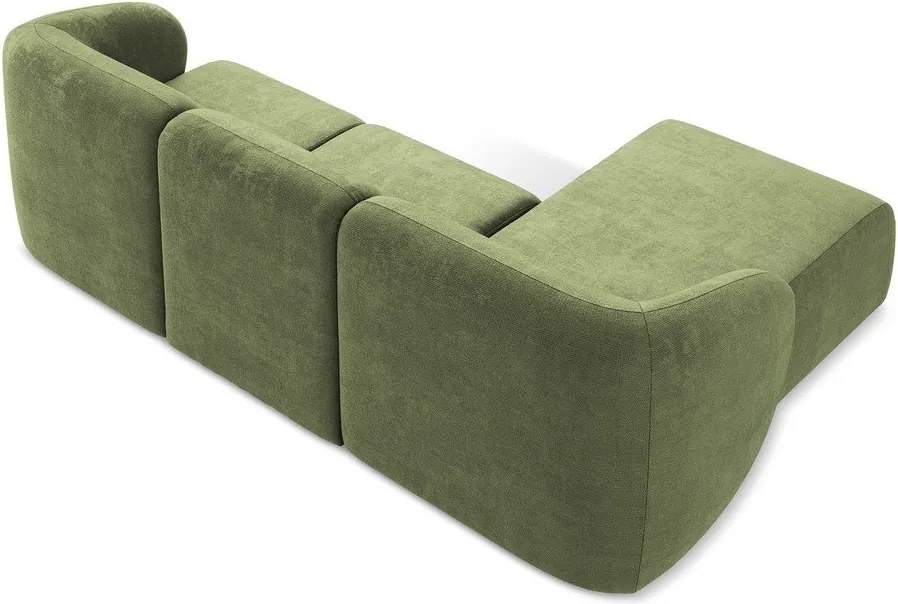 Colțar verde cu tapițerie din chenille (cu colț pe partea stângă/cu șezlong) Lani – Makamii