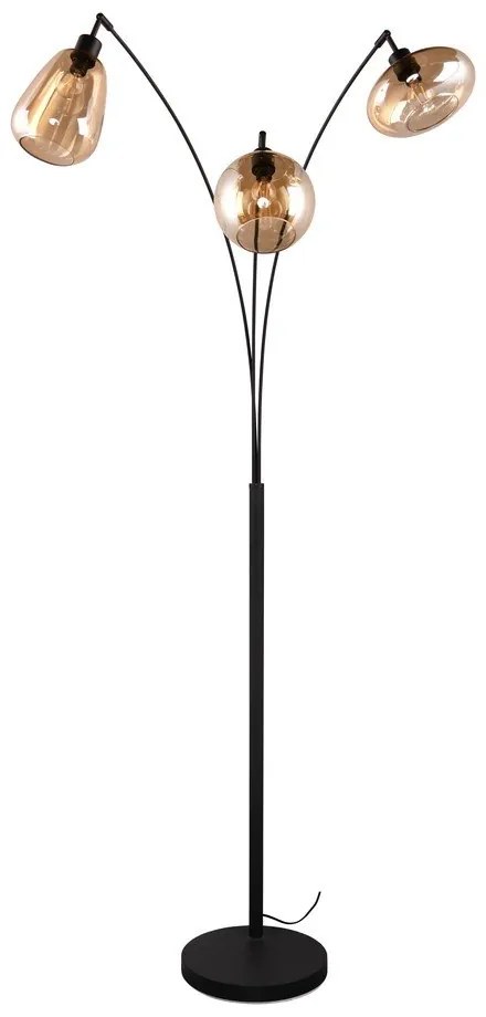Lampadar negru/portocaliu cu abajur din sticlă (înălțime 200 cm) Lumina – Trio