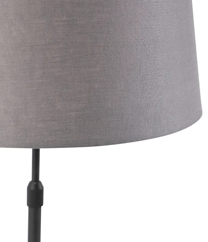 Lampă de masă neagră cu abajur din in gri 35 cm reglabil - Parte