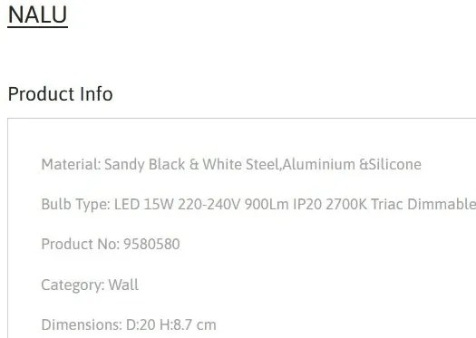 Aplica LED stil ambiental NALU diametru-20cm, 2700K NVL-9580580