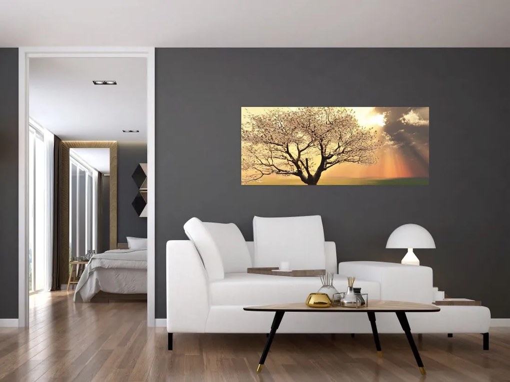 Tablou cu copac pe luncă (120x50 cm)