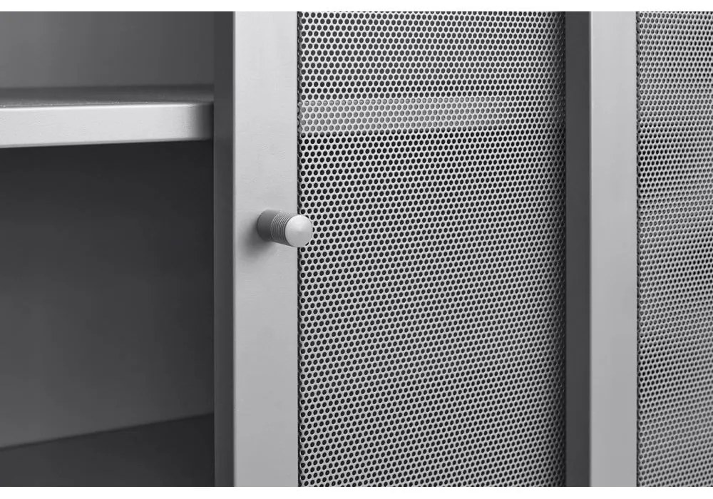 Dulap gri din metal cu ușă glisantă 90x140x40 cm Veep – Unique Furniture