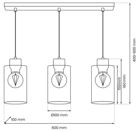 Lustră pe cablu MADERA 3xE27/60W/230V albă/lemn