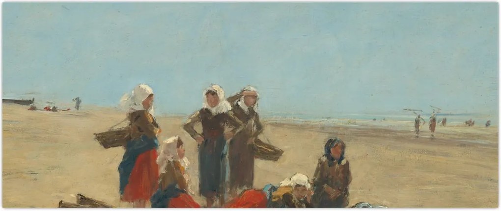 Tablou - Eugène Boudin, Women on the Beach at Berck, reproducere (120x50 cm)