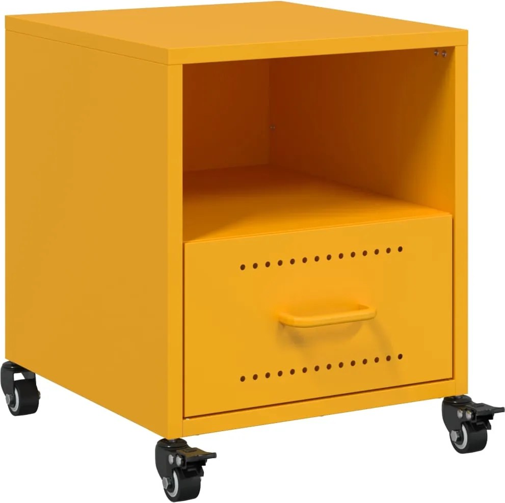 vidaXL Noptieră, galben muștar, 36x39x43,5 cm, oțel
