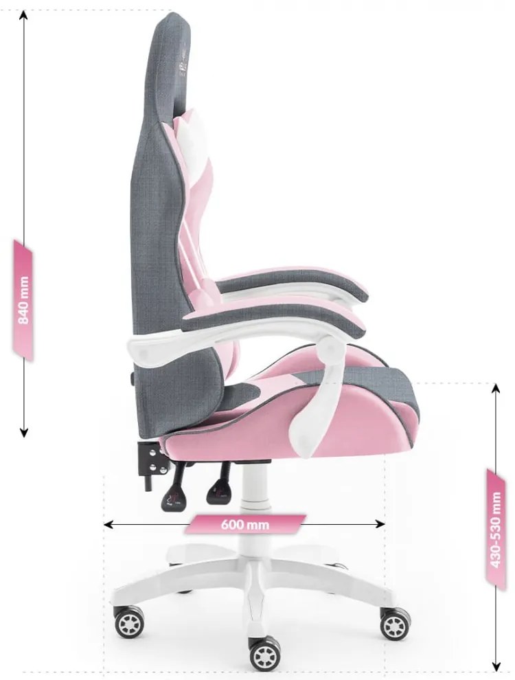 Scaun de gaming Rainbow Pink Gray Mesh