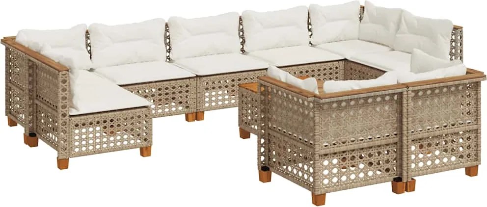 vidaXL Set canapele de grădină cu perne, 10 piese, bej, poliratan