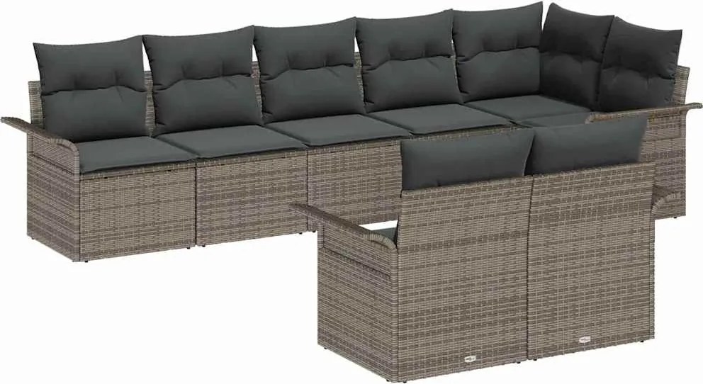 vidaXL Set de canapele pentru grădină 8 pcs Gri poliratan