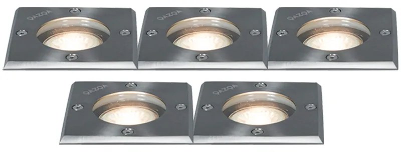 Set de 5 spoturi de sol din oțel IP65 - Basic Square