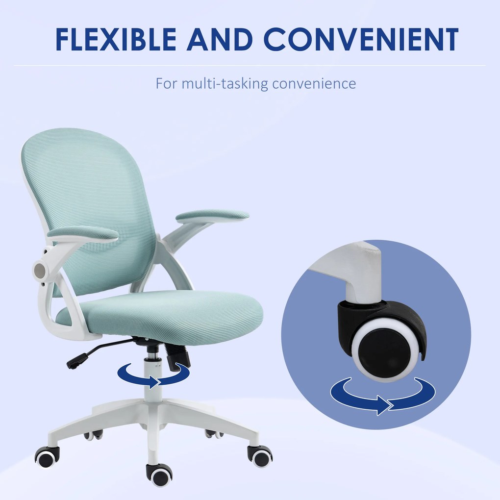Vinsetto Scaun Birou Ergonomic Albastru Dimensiuni Variabile Suport Lombar Integrat | Aosom Romania