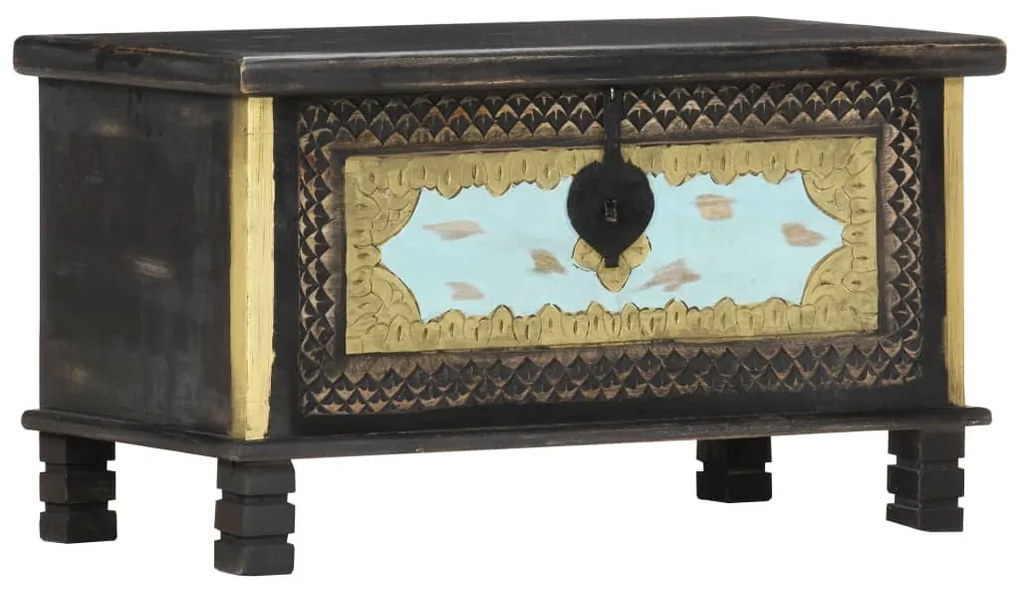 vidaXL Ladă de depozitare, negru, 80 x 40 x 45 cm, lemn masiv de mango
