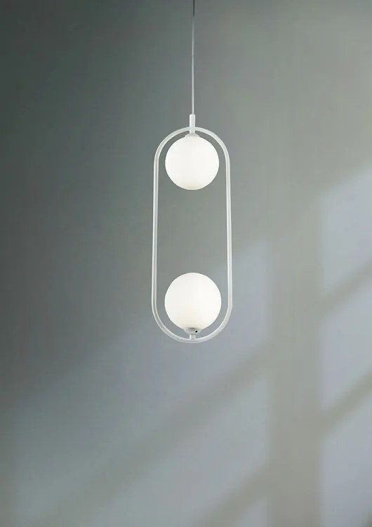 Lustra / Pendul design modern cu 2 surse de lumina Ring alb MYMOD013PL-02W