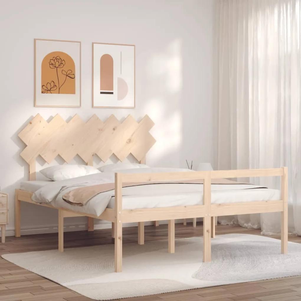 3195551 vidaXL Cadru de pat senior cu tăblie, king size, lemn masiv