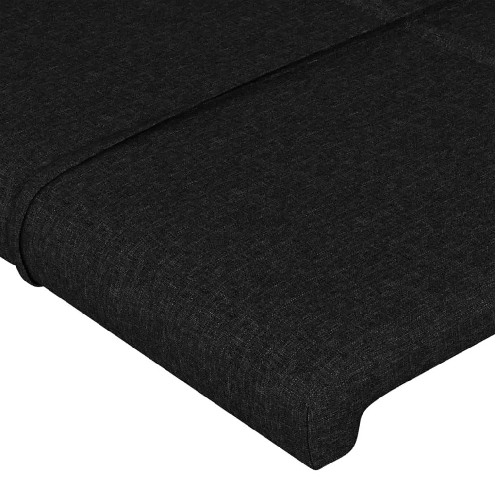 Tablie de pat cu aripioare negru 183x23x78 88 cm textil 1, Negru, 183 x 23 x 78 88 cm