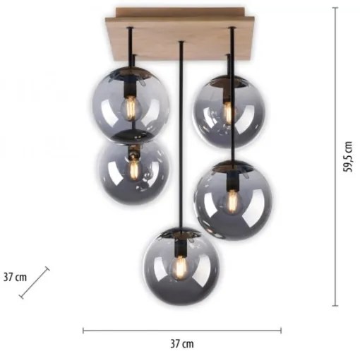 Lustră pe tijă JUST LIGHT. 11395-79 WIDOW 5xE14/25W/230V stejar