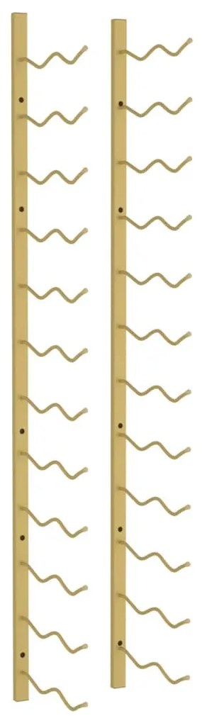 340884 vidaXL Suport sticle de vin, de perete, 24 sticle, auriu, fier