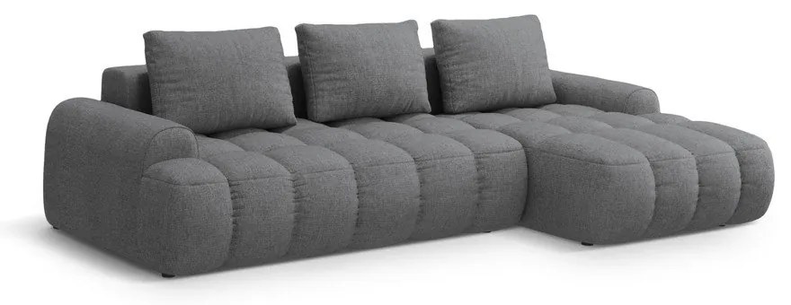 Colțar gri extensibil/cu spațiu de depozitare (cu colț pe partea dreaptă/cu șezlong) Linz – Cosmopolitan Design