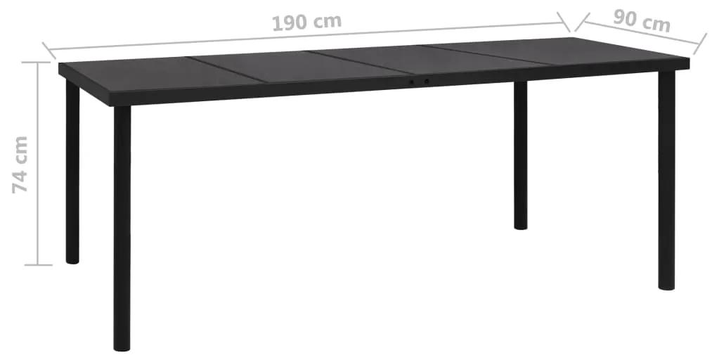 Masa de gradina, negru, 190x90x74 cm, otel