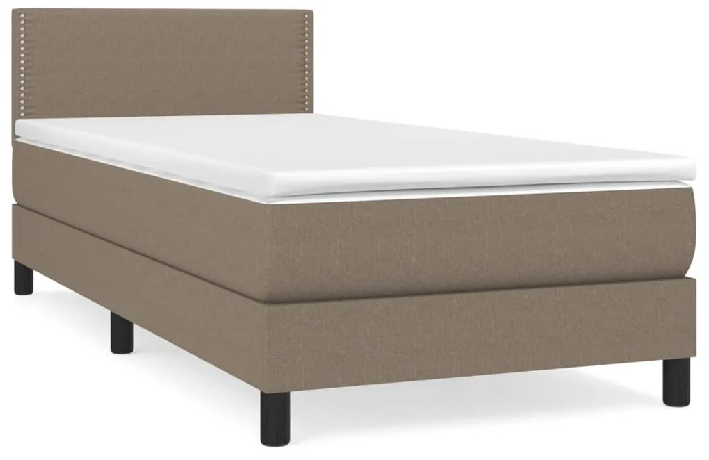 3139957 vidaXL Pat box spring cu saltea, gri taupe, 100x200 cm, textil