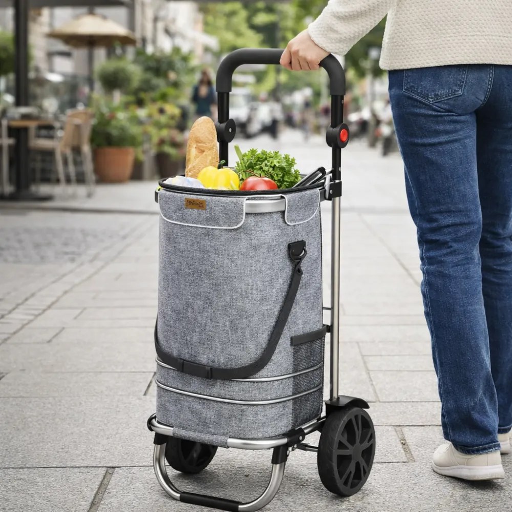 Geantă de cumpărături pe roți EASY, 50L, gri Monzana