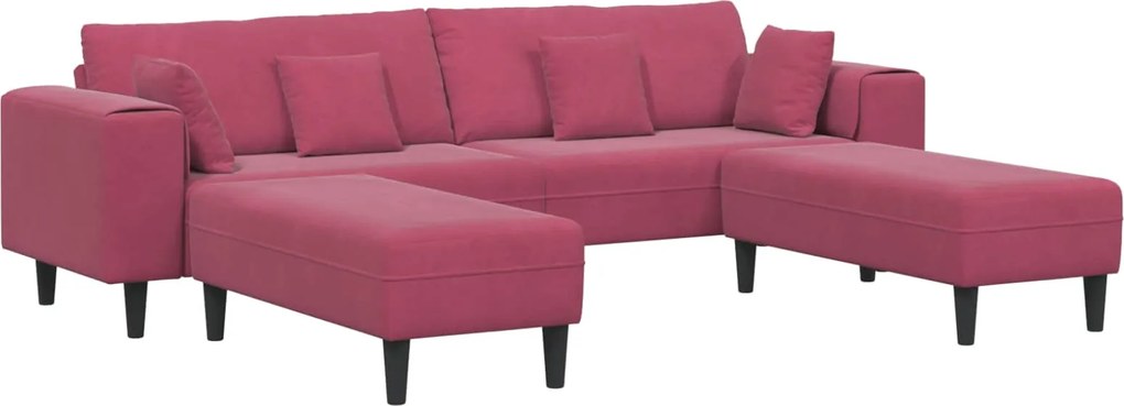 vidaXL Canapea cu pernă 3 pcs Roșu Vin Catifea