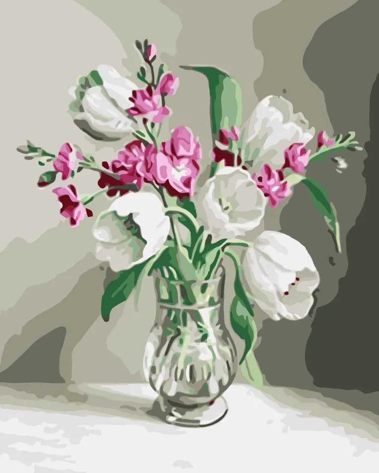 Pictura pe numere cu un cadru "Flori într-o vază 7" 50x40 cm