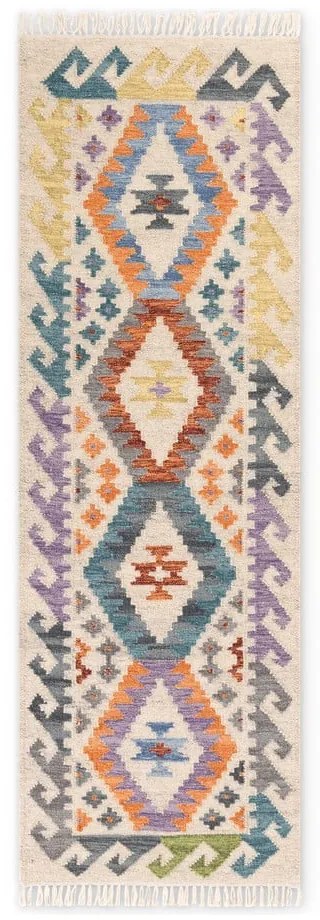 Covor tip traversă reversibil, țesut manual din lână 60x190 cm Kamal Oasis – Nouristan
