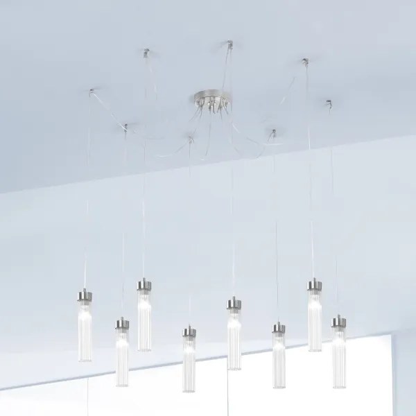 Lustră pe cablu Kolarz 6009.30850 RAGGIO 8xE14/25W/230V argintie