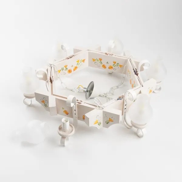 Brilagi - Candelabru suspendat cu lanț QUEEN 6xE14/40W/230V fag/crem