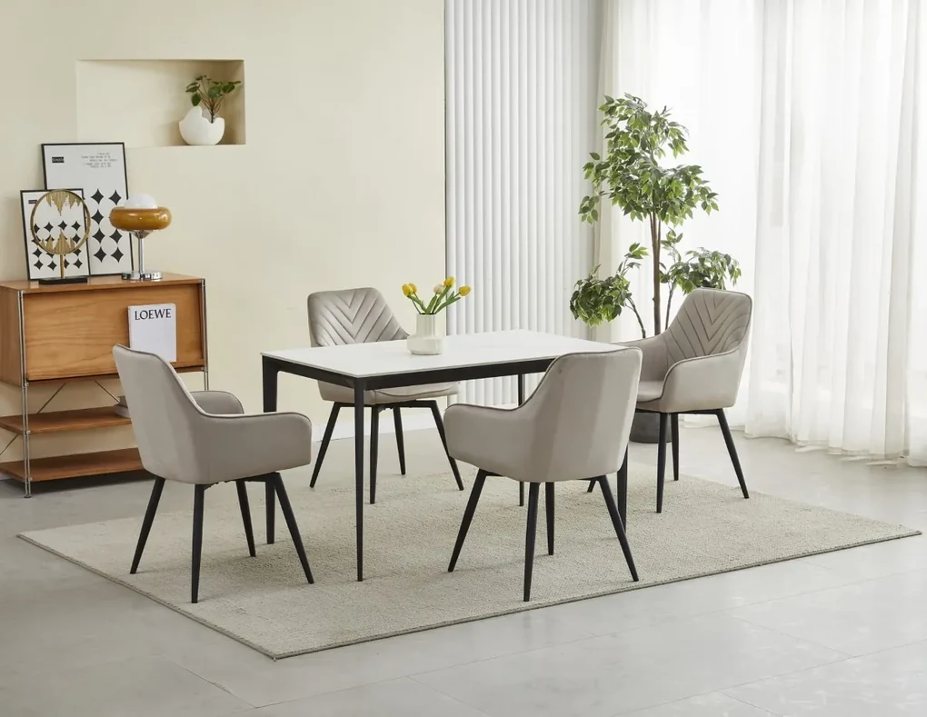 Scaun de masa rotativ NANA360 VELVET, bej