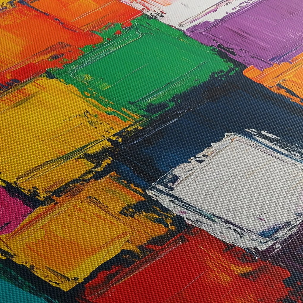 Tablou - Pictură cu pătrate colorate (150x105 cm)