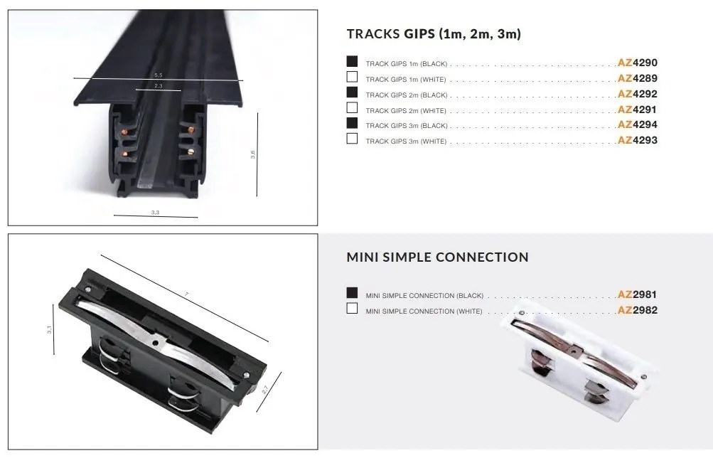 Sina trifazata alba TRACK ZZ 3m