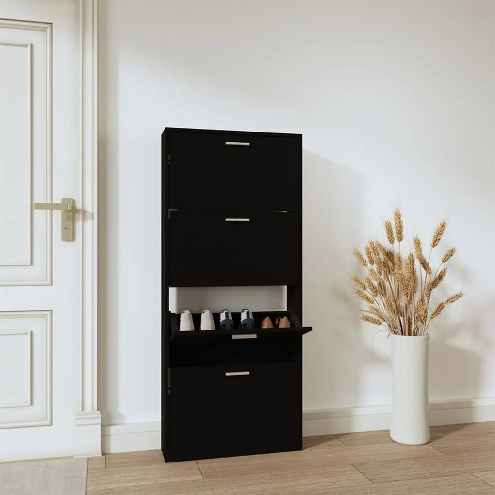vidaXL Pantofar, negru, 59x17x150 cm, lemn compozit