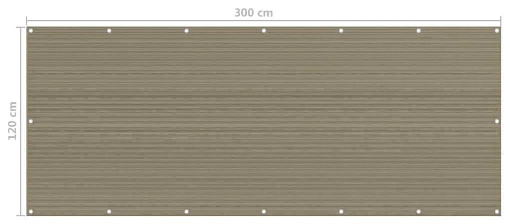 Paravan pentru balcon, gri taupe, 120x300 cm, HDPE Gri taupe, 120 x 300 cm